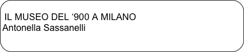 
 IL MUSEO DEL ‘900 A MILANO
Antonella Sassanelli
