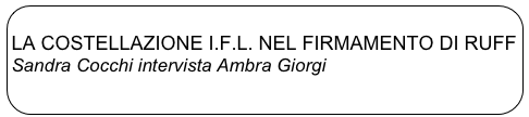 
LA COSTELLAZIONE I.F.L. NEL FIRMAMENTO DI RUFF
Sandra Cocchi intervista Ambra Giorgi
