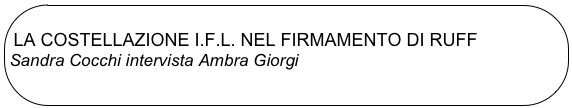 
LA COSTELLAZIONE I.F.L. NEL FIRMAMENTO DI RUFF
Sandra Cocchi intervista Ambra Giorgi
