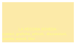 




LA VECCHIA SCHEDA:
numeri, grafiche, articoli,  discussioni, mostre, eventi, libri
